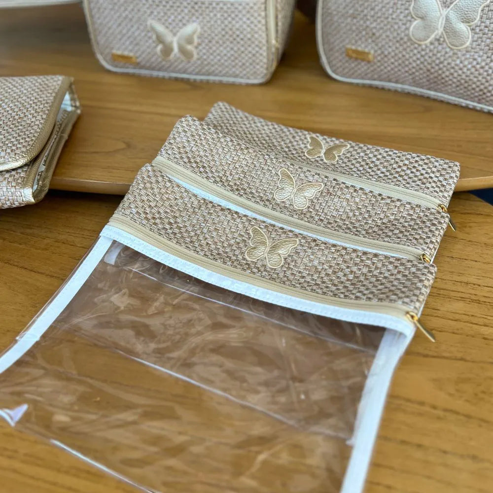 Kit Baby 5 Personalizado - Palha Ouro | Borboleta - Inclui Bolsa Personalizável