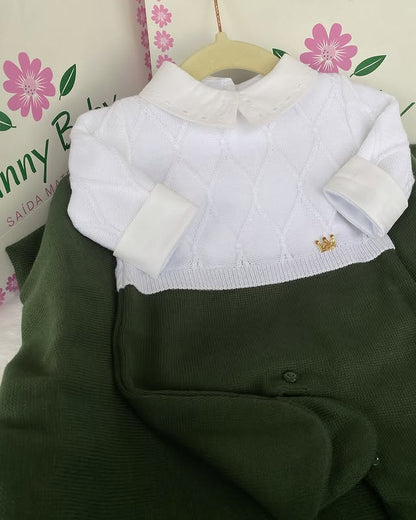 PROMOÇÃO Kit Saída Maternidade Com Pingente Dourado Personalizável Completa  - Veste Até 4 Meses (Menino)