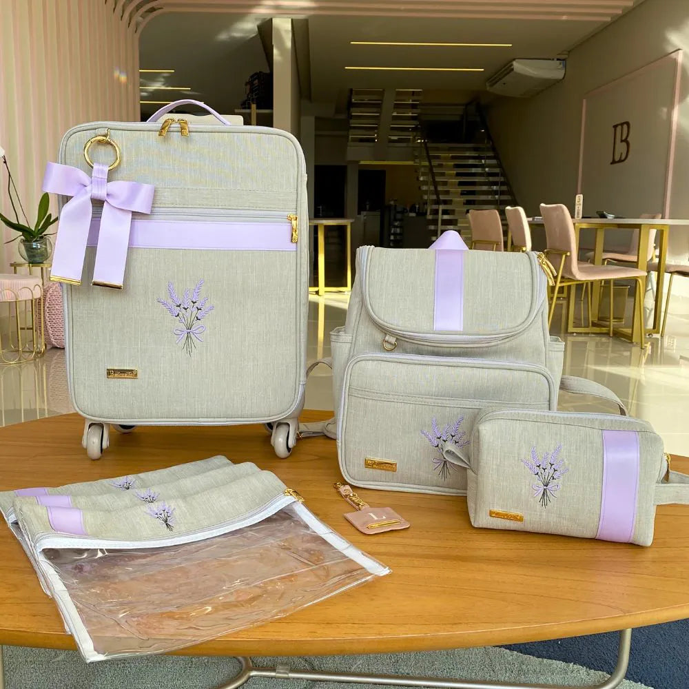 Kit Baby 4 Personalizado Linho Cru I Lavanda