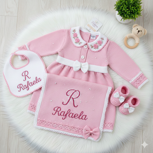 Kit Saída de Maternidade Rafaela – O Primeiro Encanto do seu Bebê  - Personalize Com o Nome da Sua Princesa