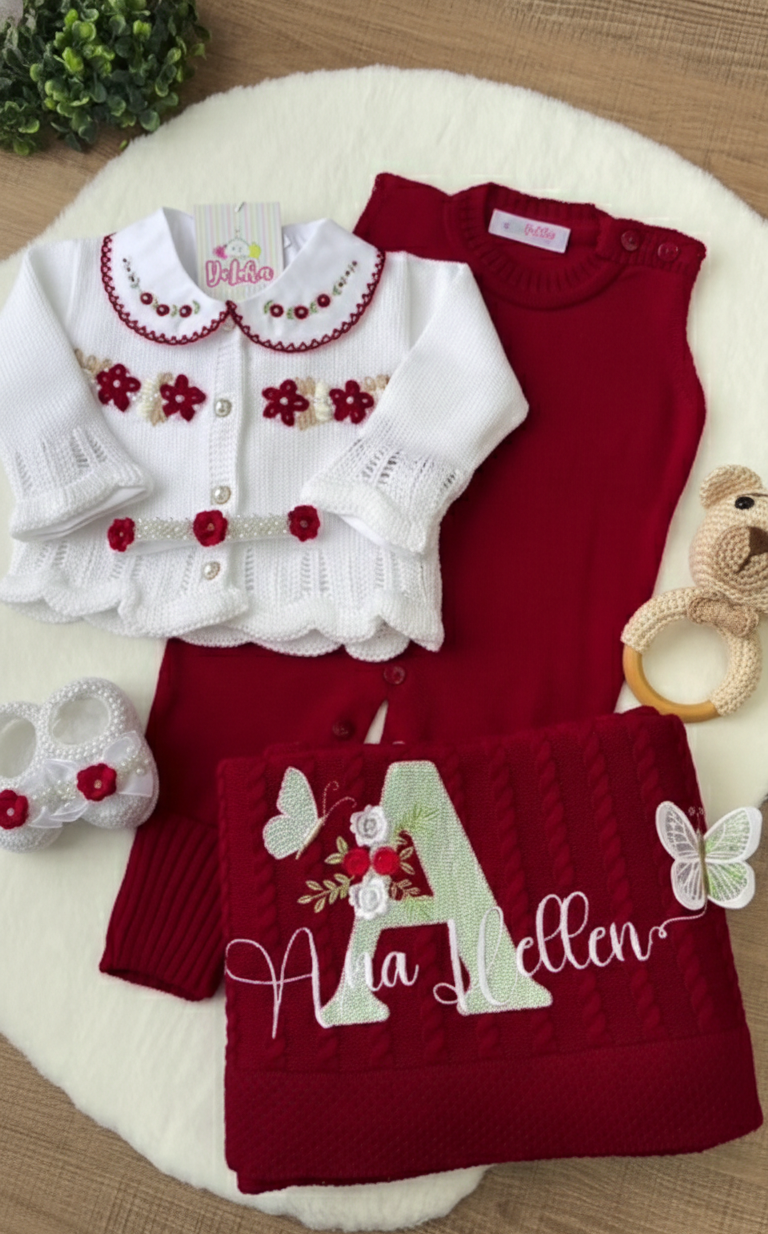 Kit Saída de Maternidade Antonella – O Primeiro Encanto do seu Bebê  - Personalize Com o Nome da Sua Princesa