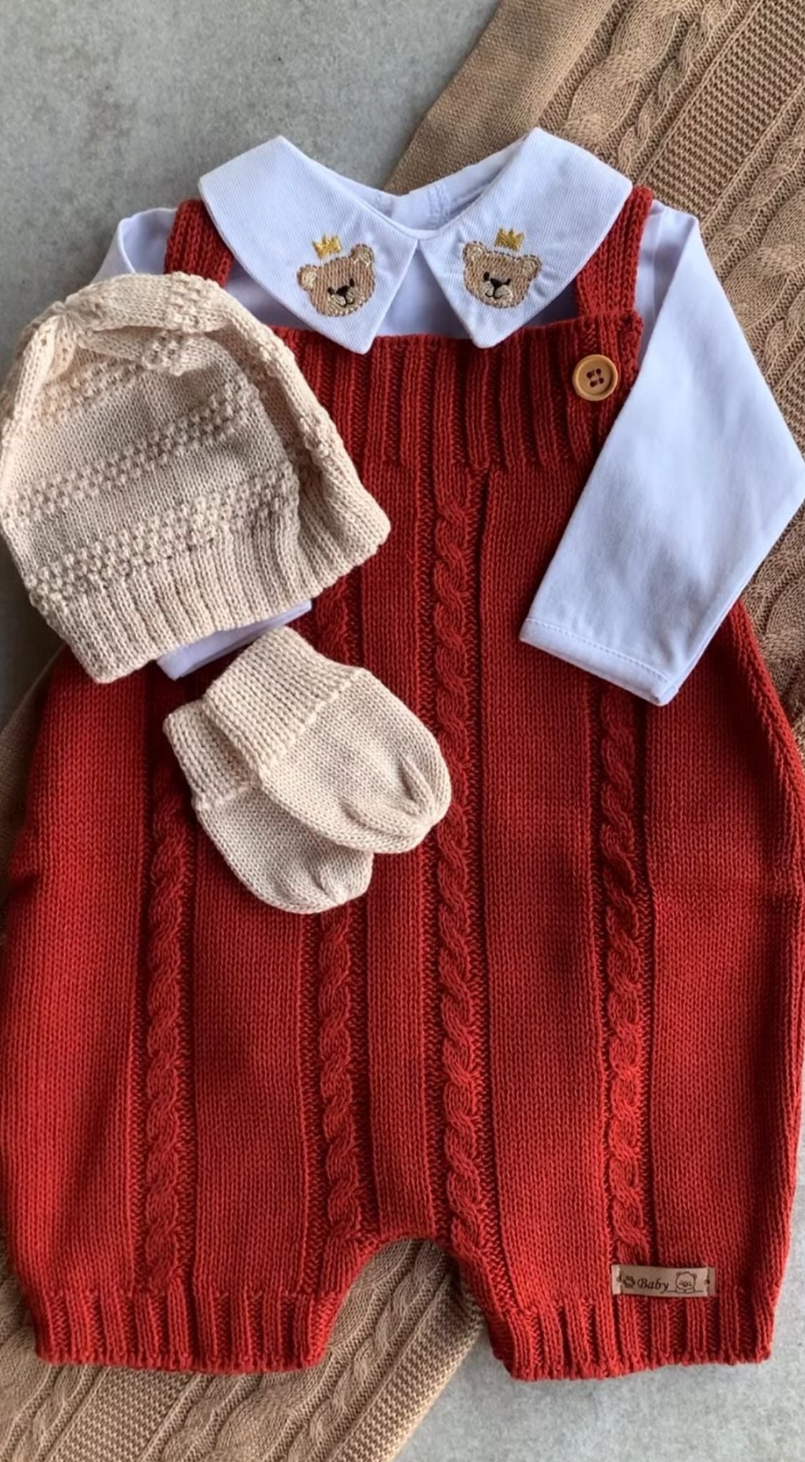 Kit Saída Maternidade Personalizável Completo Ursinho Laranja | Personalize Com o Nome do Seu Príncipe