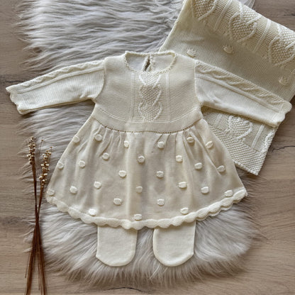 Saída Maternidade Trama e Bolhas Luxo Pérola