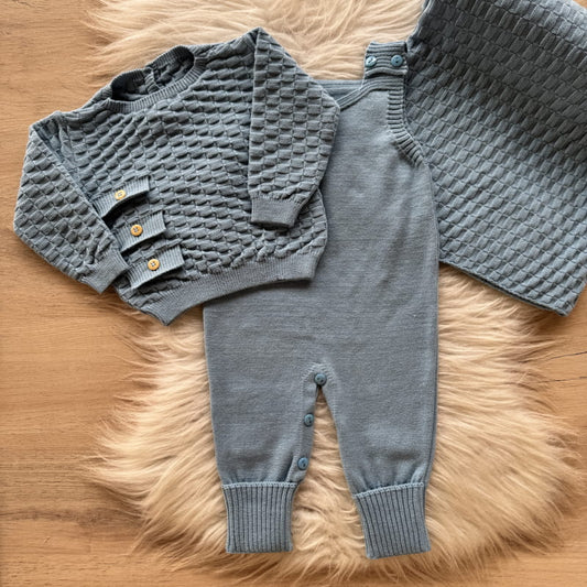 Saida Maternidade Detalhada Macacão Manta e Casaco 3 Botões Azul