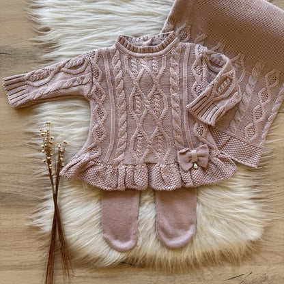 Saída Maternidade Trama Detalhada com Barra Babados Rosê