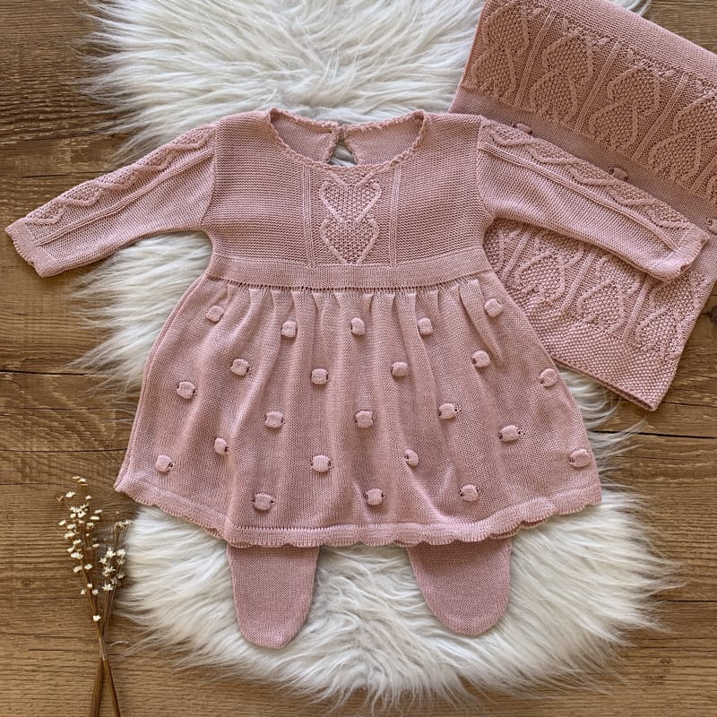 Saída Maternidade Trama e Bolhas Luxo Rosê