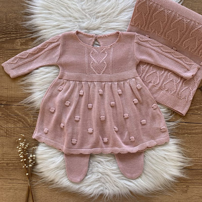 Saída Maternidade Trama e Bolhas Luxo Rosê