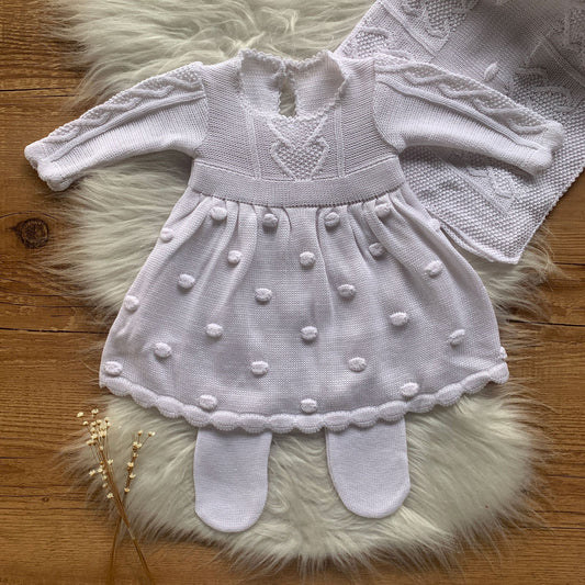 Saída Maternidade Trama e Bolhas Branco